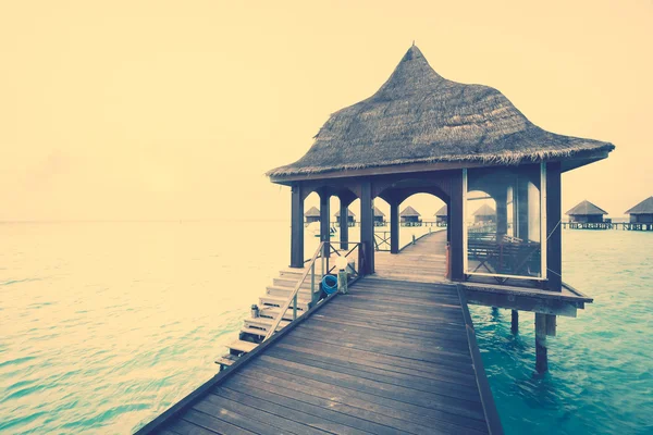 Hermoso atardecer tropical sobre la isla de las Maldivas —  Fotos de Stock