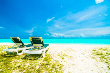 Tropikal plaj ve deniz Maldivler Island