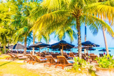 Şemsiye ve tropikal plaj sandalye