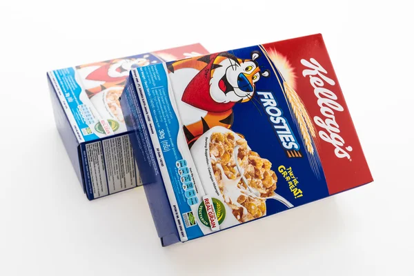 Cereal box brand kelloggs — Stock Photo, Image