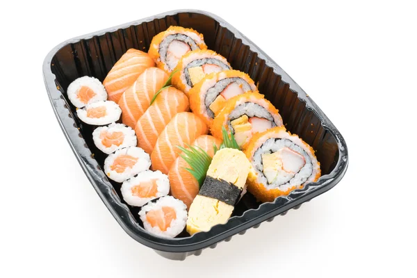 Boîte à sushis avec des sushis au saumon — Photo