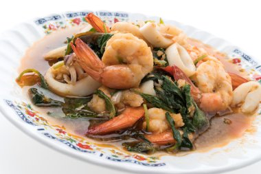 Tay tarzı ile Baharatlı deniz ürünleri