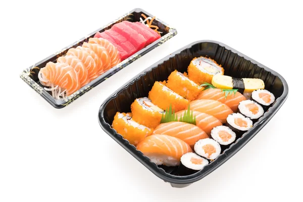 Sushi box s sushi roll losos — Stock fotografie