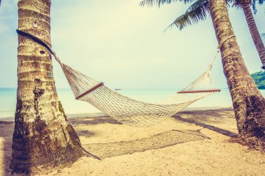 Boş hamak güzel tropik sahilde
