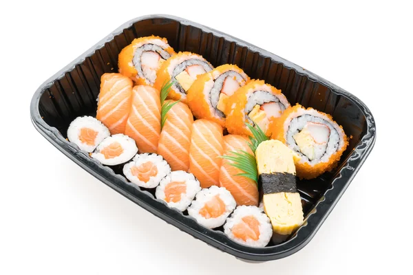 Caixa de sushi com rolo fresco — Fotografia de Stock