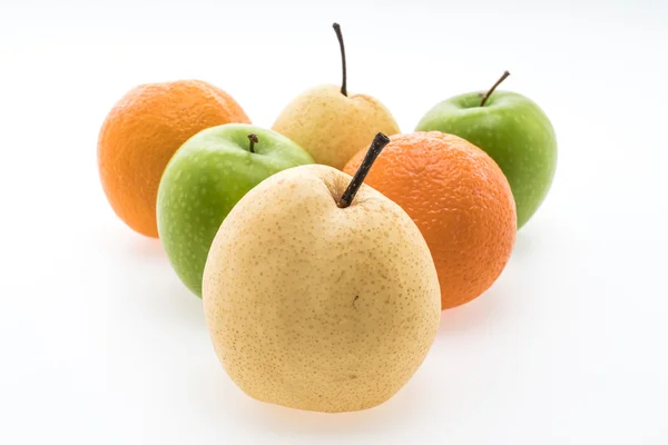 Orange fruit and Green apple fruit — Stock Photo, Image