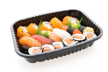 Suşi roll taze somon suşi kutusuyla