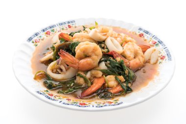 Tay tarzı ile Baharatlı deniz ürünleri