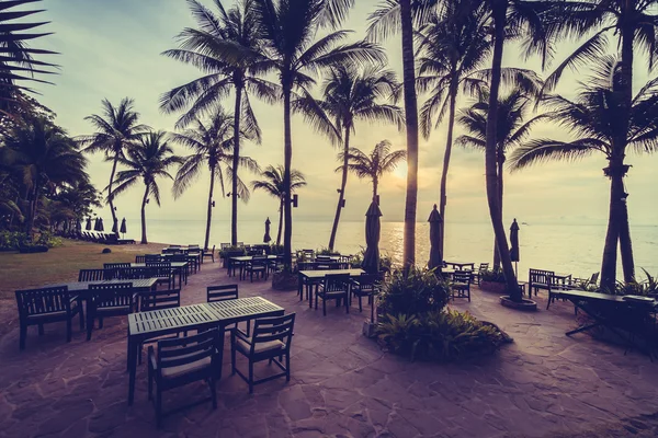 ต้นปาล์มมะพร้าวที่สวยงามบนชายหาดและทะเล — ภาพถ่ายสต็อก