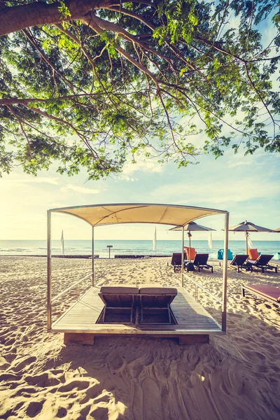 Outdoor with umbrella and chair — Stock Photo, Image