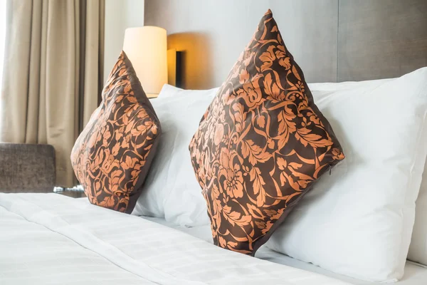 Pillows on bed decoration — Stock Photo, Image