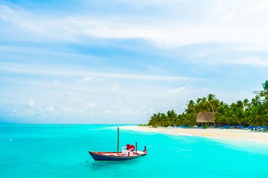 tropikal Maldivler ada Beach'de 