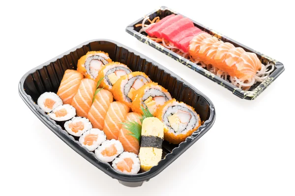 Sushi box met roll — Stockfoto