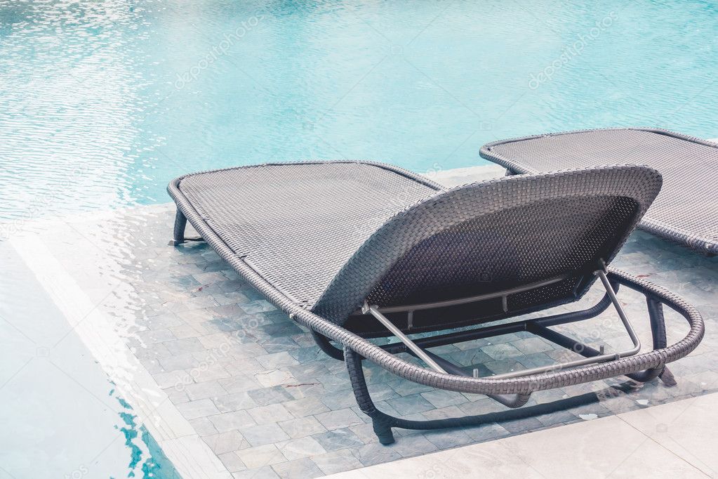 Chair Around Swimming Pool Stock Photo C Mrsiraphol 117482758