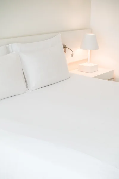 White Pillow on bed — Stock Photo, Image