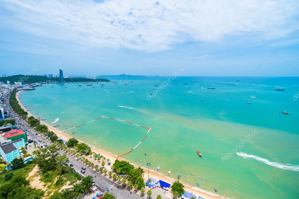 Beautiful architecture around Pattaya city with Sea and Ocean bay in Thailand