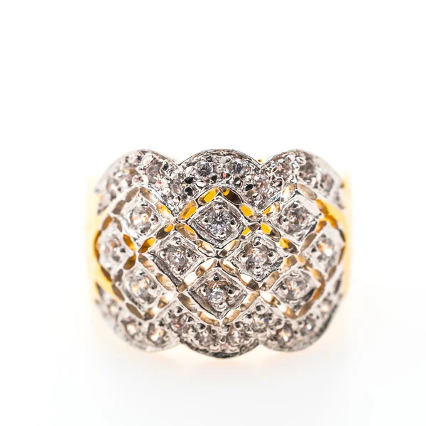 Krásné luxusní zlatý prsten s diamantem šperky — Stock fotografie