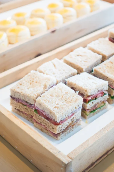 Delicious Sandwiches on table — Stock Photo, Image