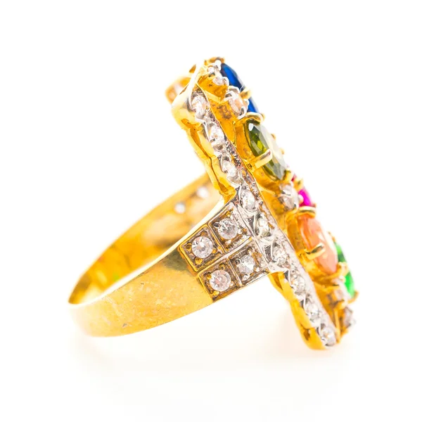 Belo anel de ouro de luxo com jóias diamante — Fotografia de Stock