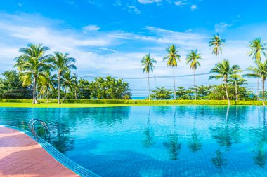 Yüzme Havuzu etrafında palmiye ağaçları