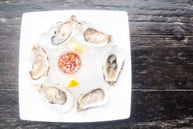 Ham taze istiridye kabuklu deniz ürünleri