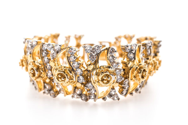 Gold bracelet and diamond jewelry