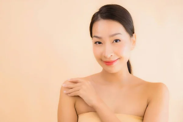 Porträt Schöne Junge Asiatische Gesicht Frau Mit Beauty Wellness Und — Stockfoto