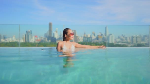 Portrét Krásná Mladá Asijská Žena Relax Úsměv Volný Čas Kolem — Stock video