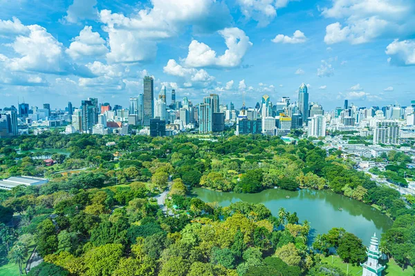 Prachtig Landschap Van Stadsgezicht Met Stadsgebouw Rond Lumpini Park Bangkok — Stockfoto