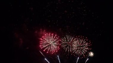 Gece gökyüzündeki güzel havai fişeklerin görüntüleri