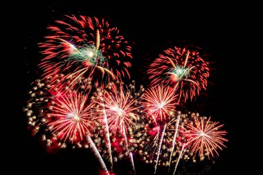 Kutlama yıldönümü arkaplanı için soyut renkli havai fişek gösterisi