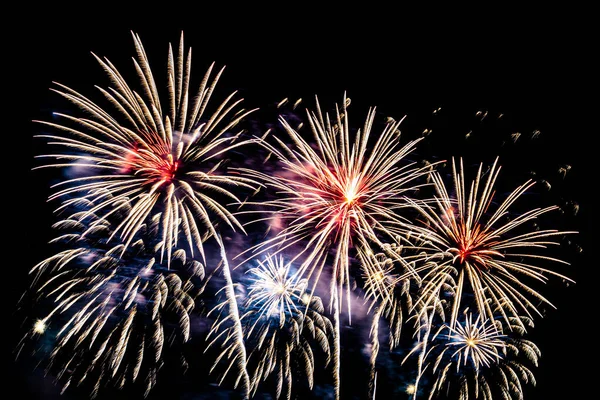 Absztrakt Színes Tűzijáték Kijelző Ünneplés Évforduló Háttér — Stock Fotó