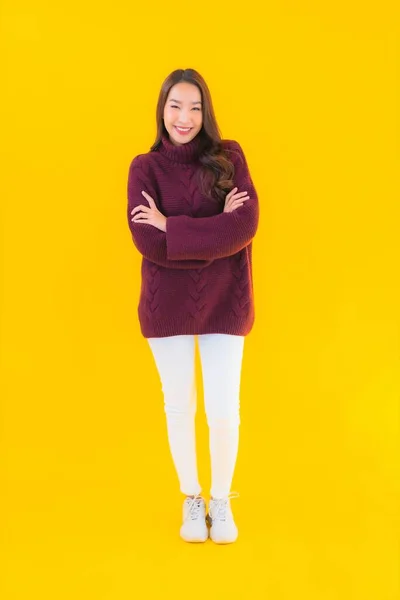 Porträt Schöne Junge Asiatische Frau Lächelt Glücklich Anderen Aktionen Auf — Stockfoto
