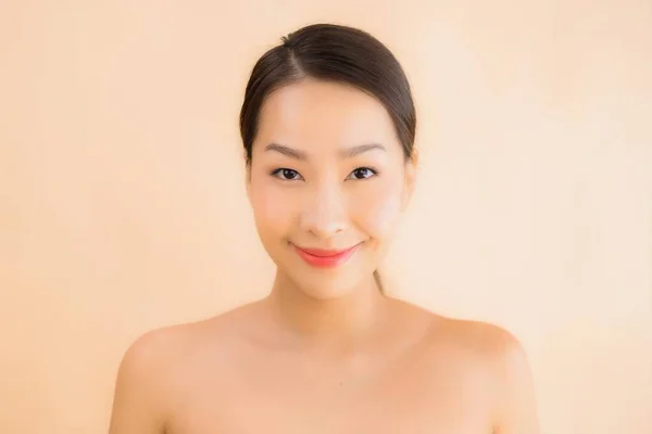 Retrato Hermosa Joven Asiático Cara Mujer Con Belleza Spa Bienestar — Foto de Stock