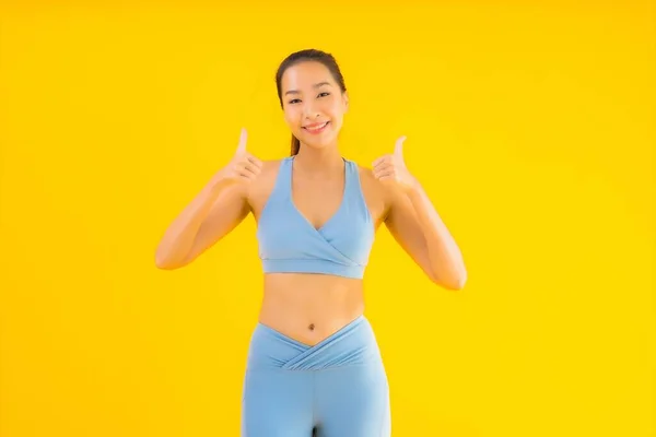 Porträtt Vacker Ung Asiatisk Sport Kvinna Med Sportkläder Redo För — Stockfoto