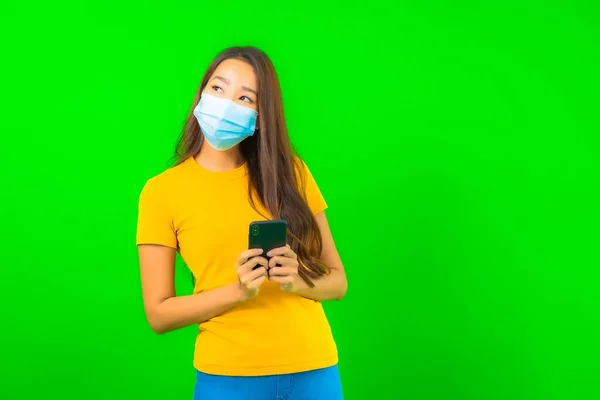 Portret Piękna Młoda Azjatycka Kobieta Nosić Maskę Dla Ochrony Przed — Zdjęcie stockowe