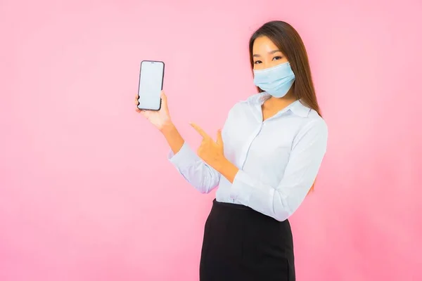 Portret Piękna Młoda Azjatycka Kobieta Nosić Maskę Dla Ochrony Przed — Zdjęcie stockowe