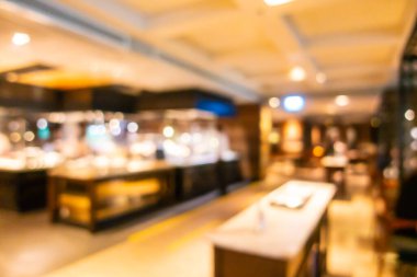 Özet olarak, arka plan için otel lobisi, bar ve restoran iç mekanı soyut bulanıklığı.