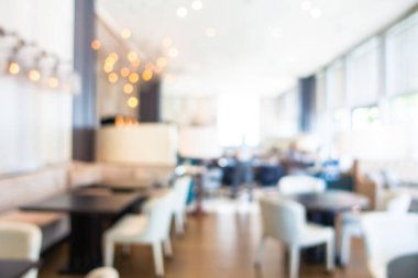 Özet olarak, arka plan için otel lobisi, bar ve restoran iç mekanı soyut bulanıklığı.