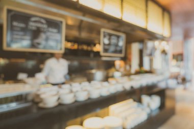 Kafe ve restoran arka planında soyut bulanıklık var.