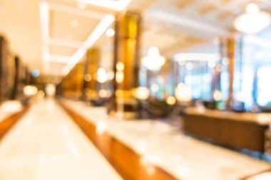 Özet olarak, arka plan için otel lobisi, bar ve restoran iç mekanı soyut bulanıklığı.