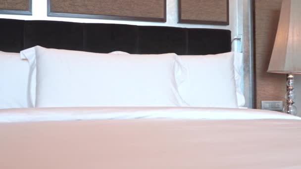 Imagini Aproape Ale Interiorului Dormitorului Mobilat Lux — Videoclip de stoc