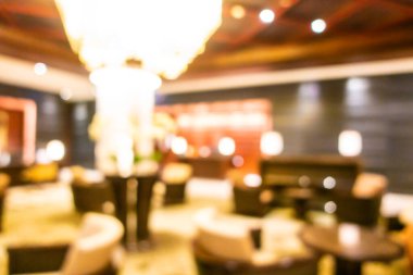 Özet olarak, arka plan için otel lobisi, bar ve restoran iç mekanı soyut bulanıklığı.