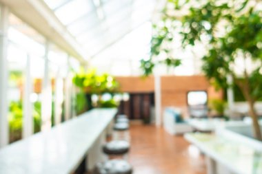 Soyut bulanıklık ve odağını kaybetmiş otel lobisinin iç odası