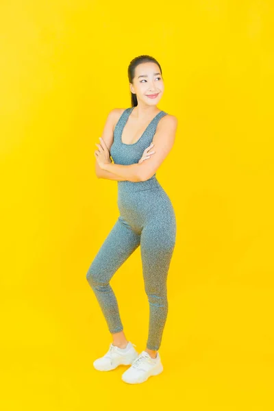 Retrato Hermosa Joven Asiática Mujer Con Ropa Deportiva Listo Para — Foto de Stock