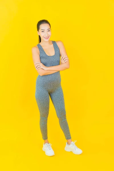 Retrato Hermosa Joven Asiática Mujer Con Ropa Deportiva Listo Para — Foto de Stock