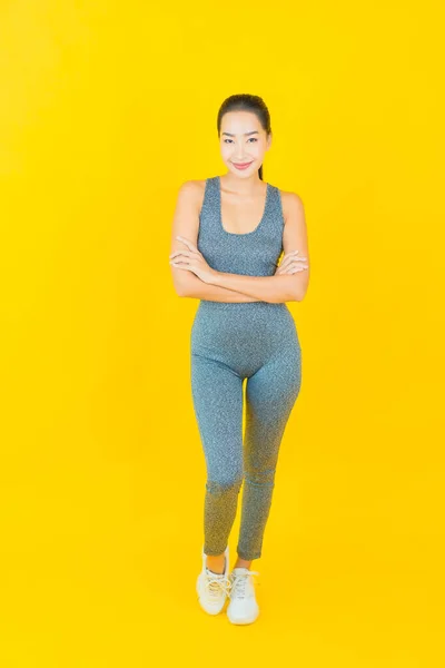 Retrato Hermosa Joven Asiática Mujer Con Ropa Deportiva Listo Para — Foto de Stock