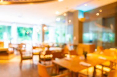 Özet olarak, arka plan için otel lobisi, bar ve restoran iç mekanı soyut bulanıklığı.