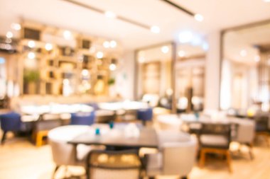 Özet olarak, arka plan için otel lobisi, bar ve restoran iç mekanı soyut bulanıklığı.