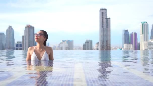 Záběry Krásné Mladé Asijské Ženy Relax Úsměv Volný Čas Kolem — Stock video